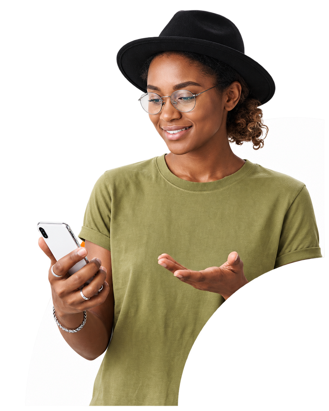 A client checking her balance by phone